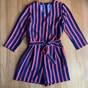 Pink and Blue Striped Romper